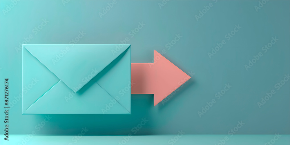 © Gabriela - Blue letter envelope with pink arrow