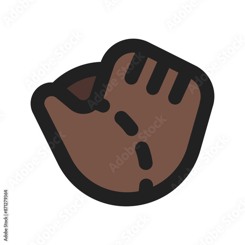 baseball glove line color icon