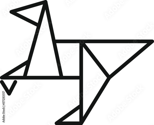 Origami bird taking flight icon representing creativity, art, and imagination