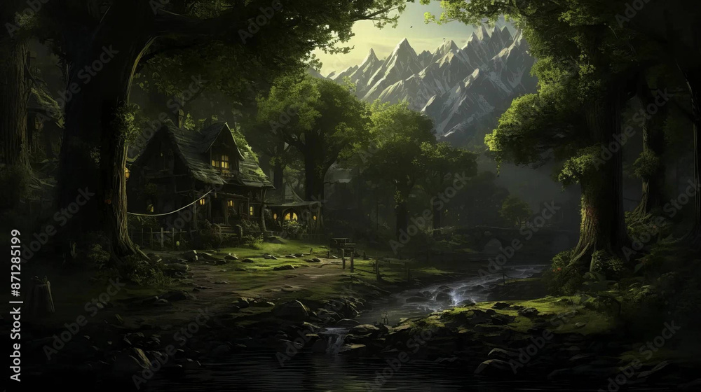 Forest Camp: Enchanted Retreat Under Starry Night Skies Fantasy wallpaper Forest Camp: Enchanted Retreat Under Starry Night Skies Fantasy wallpaper