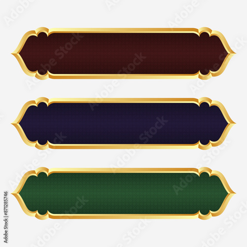 Luxury islamic text box title frame border set with ornamental illustration
