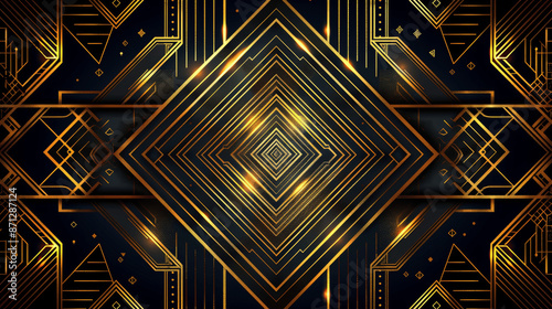 Art Deco Background Golden Lines Geometric Patterns Great Gatsby Dark Colors Vector Illustration Decoration Packaging Design