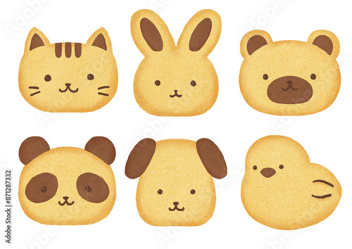 かわいい動物クッキーのイラスト