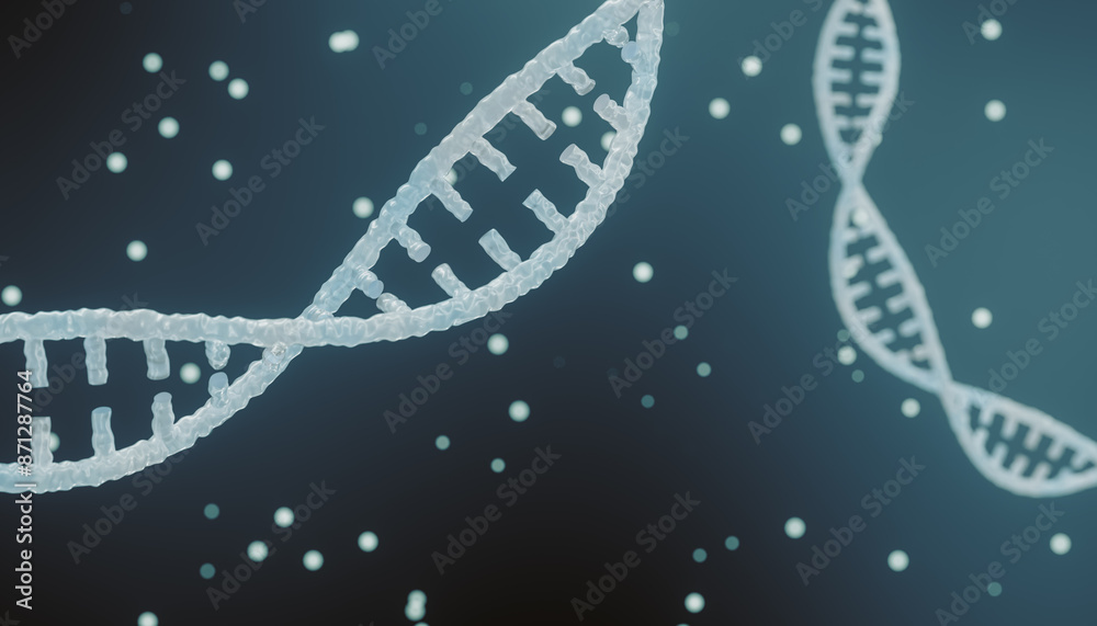 3D Biomedicine scene with DNA helix 3D Biomedicine scene with DNA helix