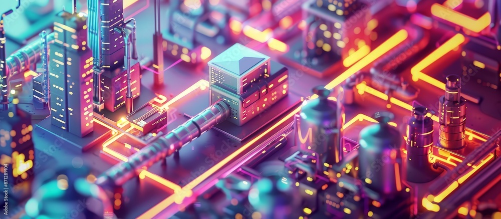 Futuristic Integration: Smart Industry 4.0 Artistic Representation of Advanced Technologies Optimizing Production Efficiency and Cost Reduction Futuristic Integration: Smart Industry 4.0 Artistic Representation of Advanced Technologies Optimizing Production Efficiency and Cost Reduction