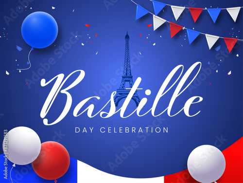 Bastille day party poster flyer or social media post design. France Independence Day Vector Illustration