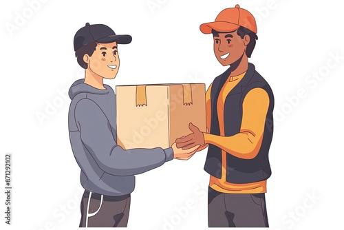 a person handing a box to another person