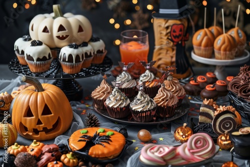 festive table with various Halloween treats © InfiniteStudio