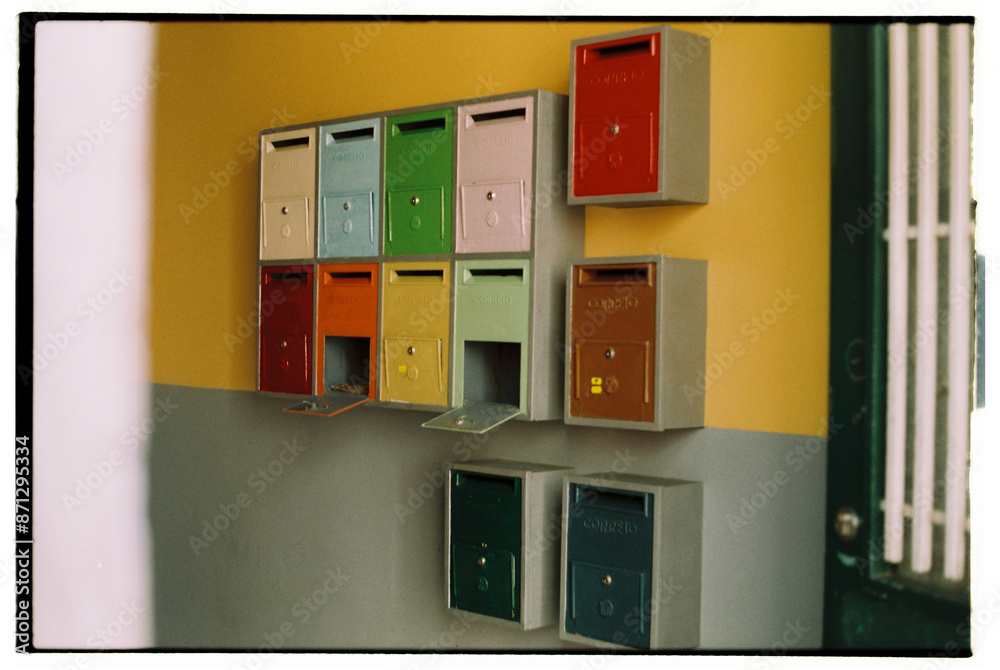 FILM Lisbon colourful mailboxes FILM Lisbon colourful mailboxes