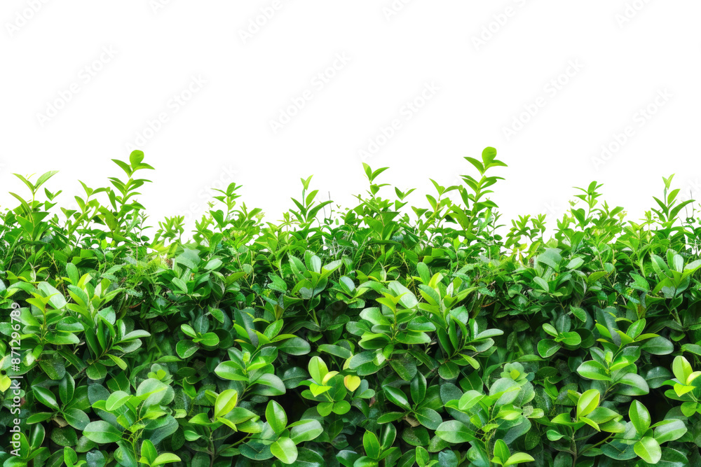 Green bush or wall of shrubs isolated on white background. Green leaves wall with clipping path Green bush or wall of shrubs isolated on white background. Green leaves wall with clipping path