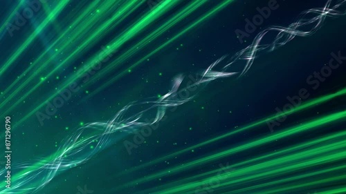 4k Green Sparkling Space Lines Motion Background