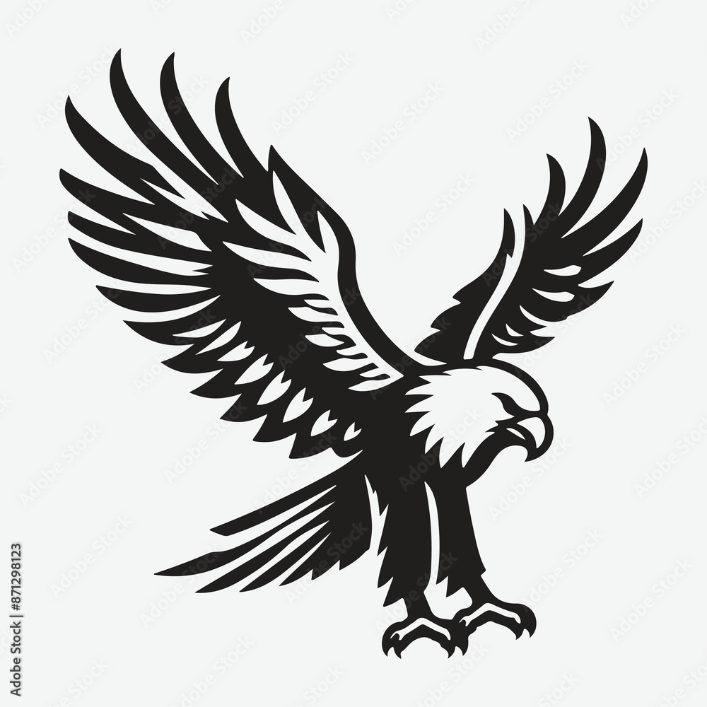 Obraz premium Majestic Eagle Silhouette Vector: Stunning High-Resolution Graphics for Design Projects