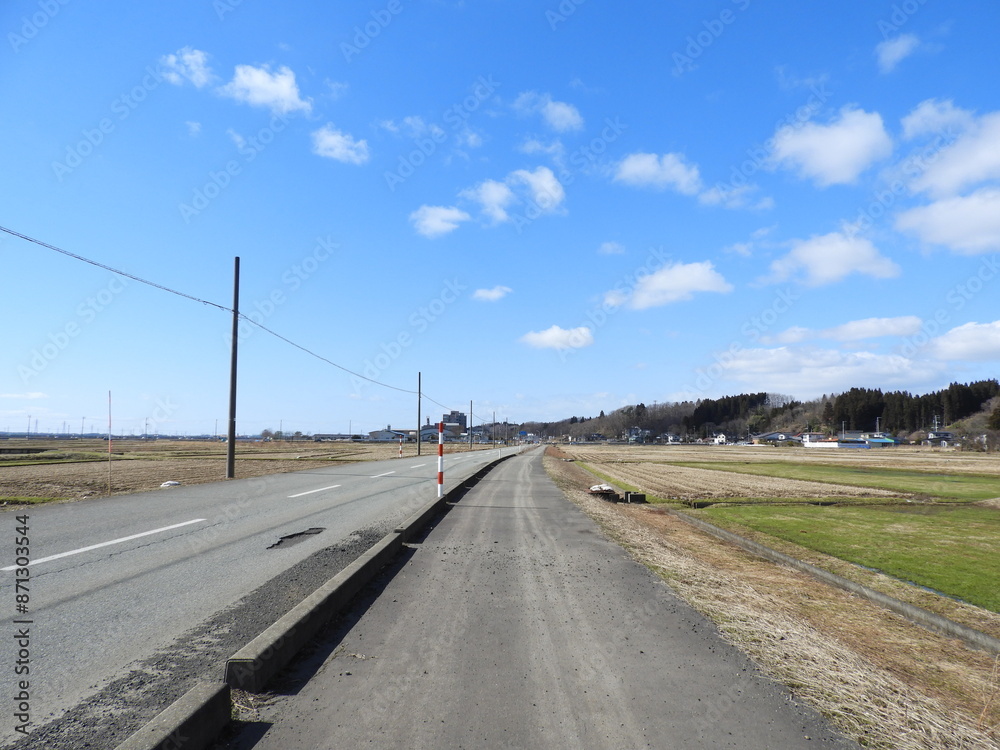 Fototapeta premium 早春の農村風景