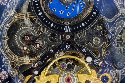 Mechanism Of A Vintage Moonphase Wristwatch   photo