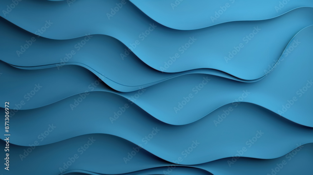 Obraz premium Blue Wavy Stripes Pattern Abstract Background, 3D Render