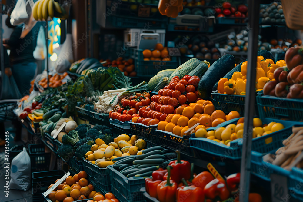 Fresh produce for sale at a farmers market Fresh produce for sale at a farmers market