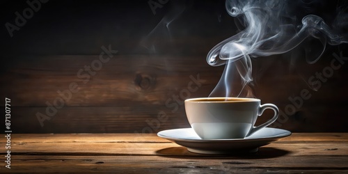 Steam rising from a cup of hot coffee, coffee, drink, cafe, morning, beverage, steam, hot, aroma, refreshment, relaxation