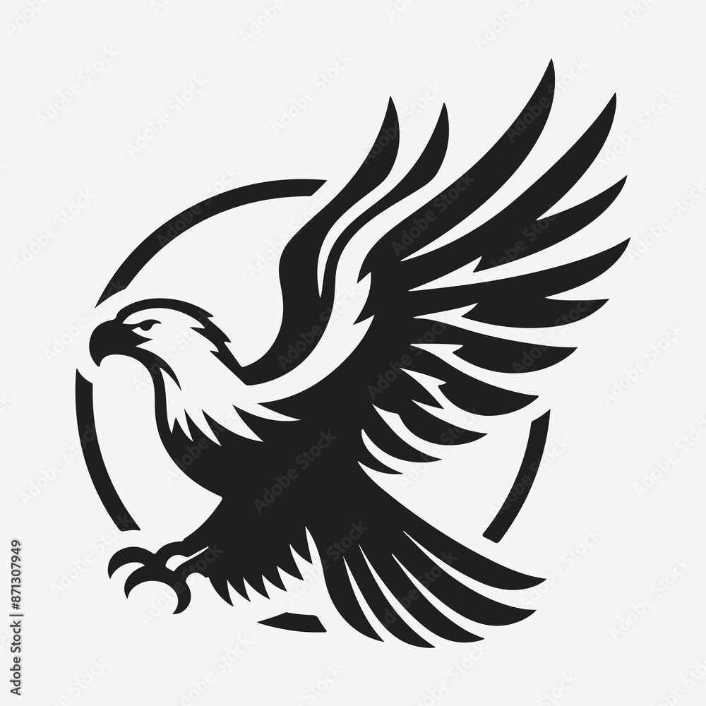 Fototapeta premium Majestic Eagle Silhouette Logo: Symbol of Power and Freedom