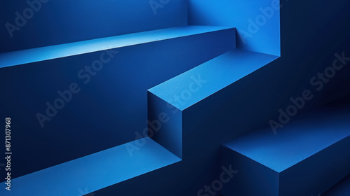 Blue abstract geometric shapes on dark background
