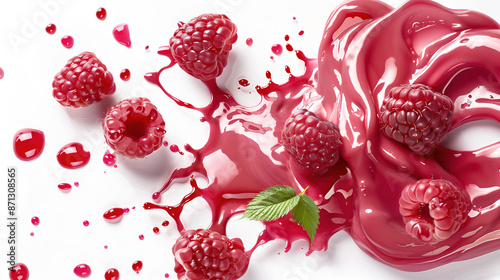 Supple Complexion with Raspberry Extract Hydrating Cream - Skincare Concept On White background photo