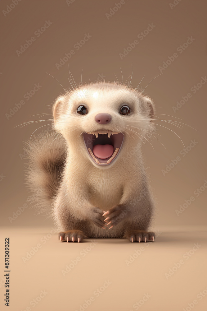 Portrait of Cute Ferret. 3D Cartoon Animation style. Portrait of Cute Ferret. 3D Cartoon Animation style.