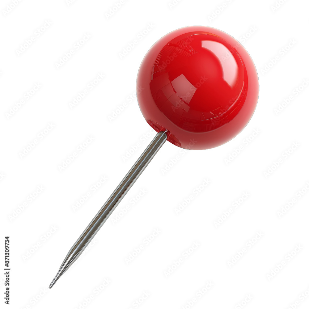 Red Push Pin Isolated on Transparent Background Red Push Pin Isolated on Transparent Background