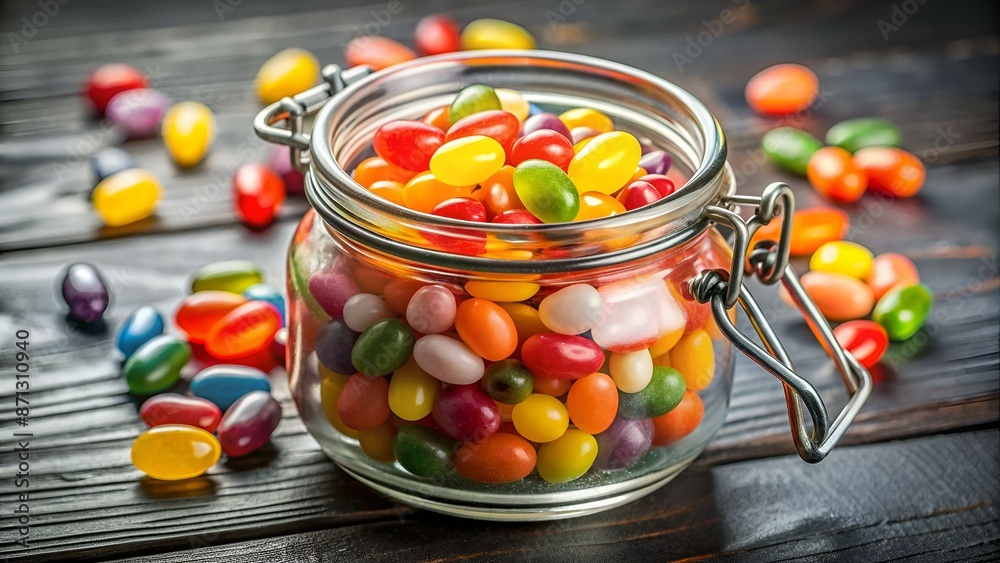 jelly beans in glass jar jelly beans in glass jar