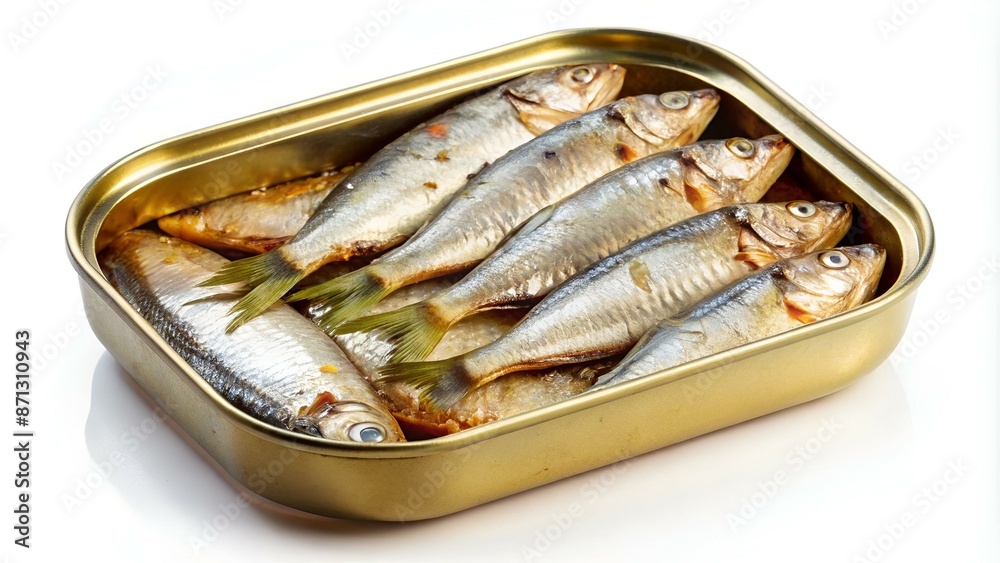 Fish in cans, Canned sardines isolated on white background Fish in cans, Canned sardines isolated on white background