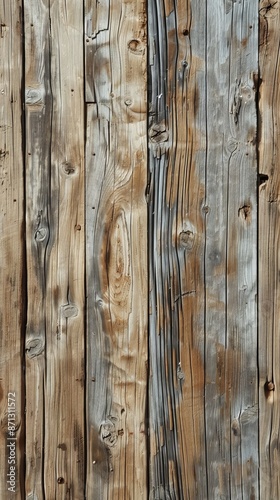 Wooden planks with natural weathering and knot details