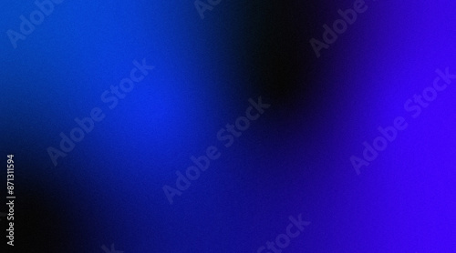 Abstract dark blurry background with gradient in black blue purple colors and grainy texture