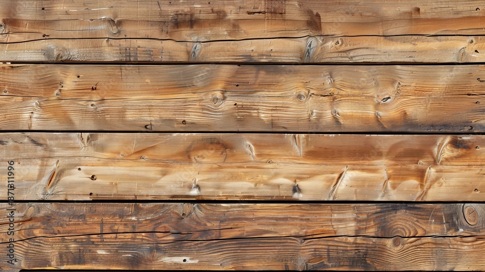 Close-up of wooden planks with natural texture and knots Close-up of wooden planks with natural texture and knots