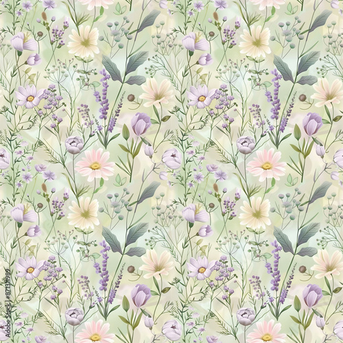 Floral variety color, form nature, seamless fabric pattern.