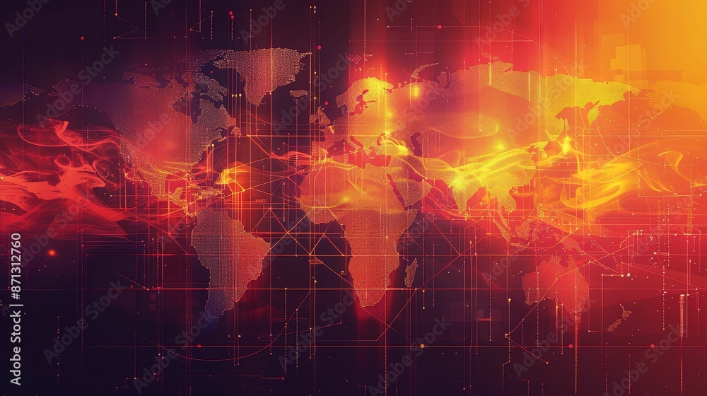 Heat maps displaying rising global temperatures, abstract and informative, digital art infographic style Heat maps displaying rising global temperatures, abstract and informative, digital art infographic style