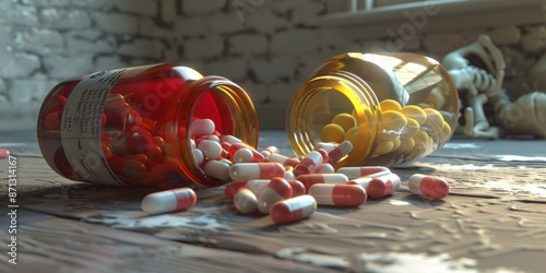 Arthritis medication and pills on a table photo