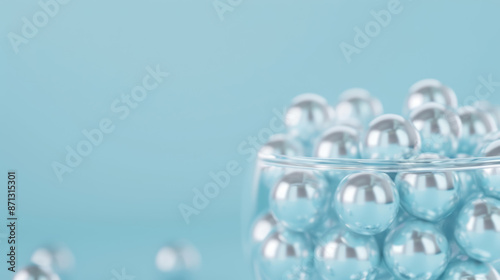 Glass Balls Blue 3D Shiny Spheres Collection Closeup