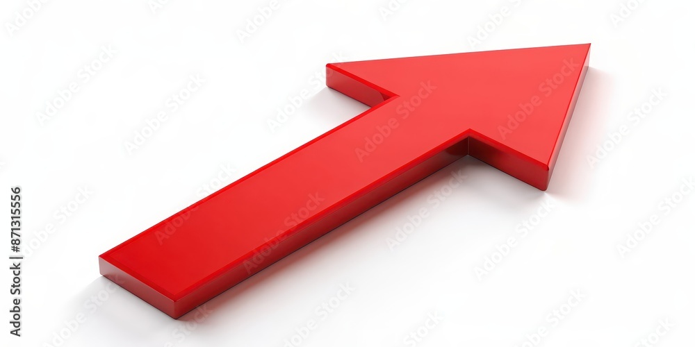 Abstract red arrow pointing upwards on a white background, direction, abstract, arrow, concept, growth, progress Abstract red arrow pointing upwards on a white background, direction, abstract, arrow, concept, growth, progress