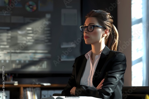 business woman presentation in realistic 3d by generative ai photo