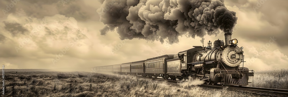 Fototapeta premium A classic black and white photo of a train. Perfect for vintage or transportation-themed designs