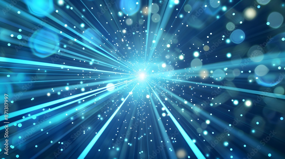 Naklejka premium Abstract blue light trails in the dark, motion blur effect