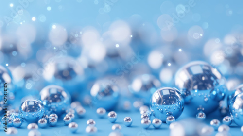 Shiny Blue Colored Balls Abstract Background, 3D Met, Gigapixel HQ, Height 4096px