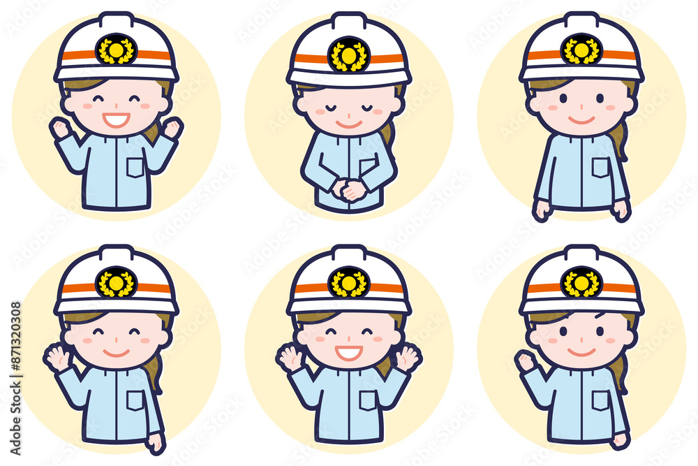 女性救急隊員のポーズセット_02