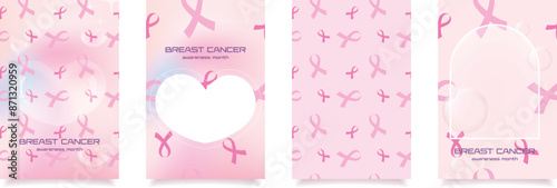 Pink ribbon templates for Breast Cancer Awareness y2k gradient Wallpaper background.