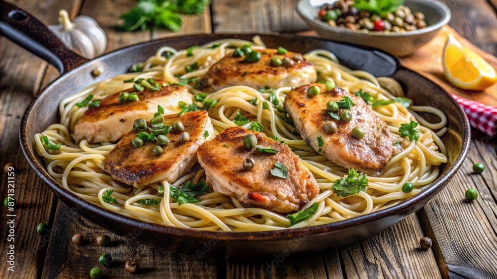 A Delicious And Healthy Meal Of Grilled Chicken, Spaghetti, And Vegetables. A Delicious And Healthy Meal Of Grilled Chicken, Spaghetti, And Vegetables.