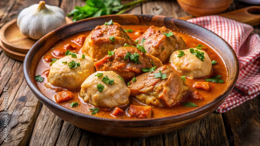 Hearty, slow-cooked Hungarian chicken paprikash with tender chunks of meat, rich sour cream, and fluffy, pillowy dumplings in a rustic bowl. Hearty, slow-cooked Hungarian chicken paprikash with tender chunks of meat, rich sour cream, and fluffy, pillowy dumplings in a rustic bowl.