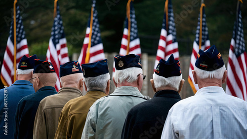 Obraz na płótnie Row of elderly veterans of us army w salonie