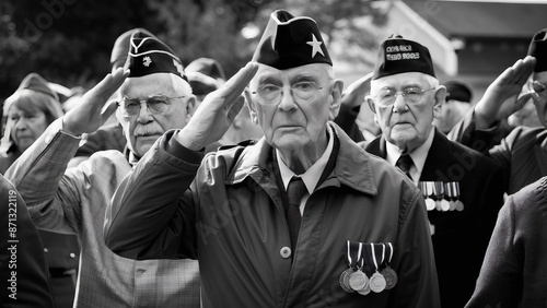 Row of elderly veterans of us army