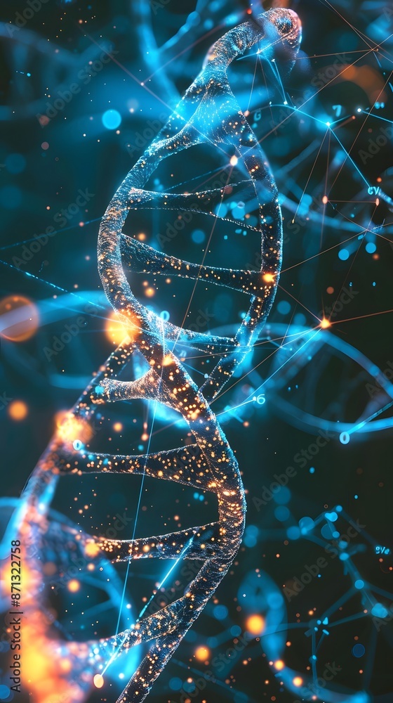 Genetic engineering concept with DNA helix and biotech symbols., clean ...