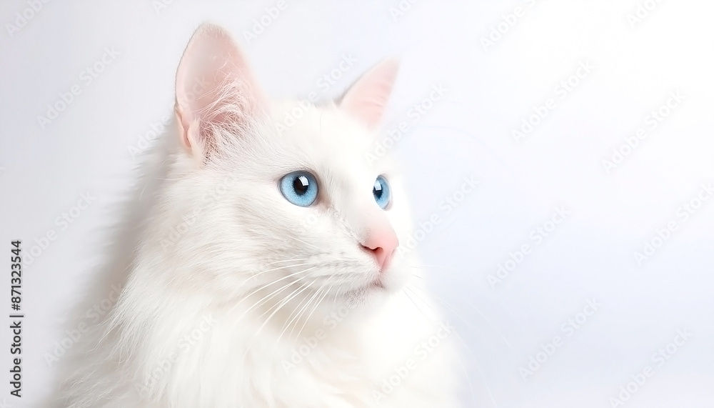 遠くを見つめる青い目の白猫