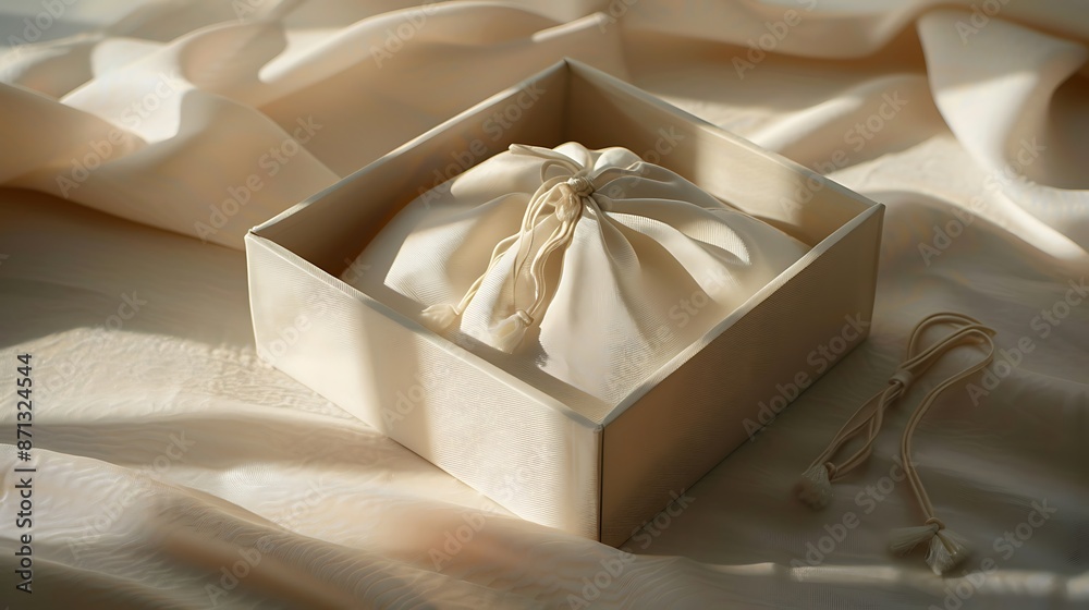 Creamy White Box with a Delicate Drawstring Pouch Creamy White Box with a Delicate Drawstring Pouch