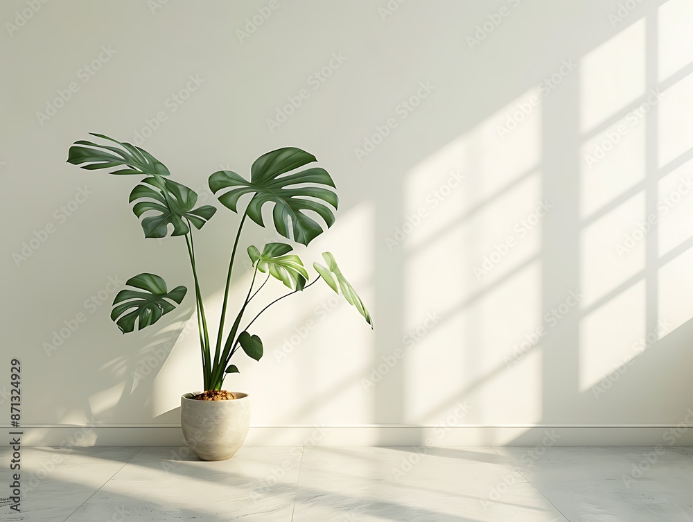 Monstera Deliciosa Plant in a Minimalist Interior